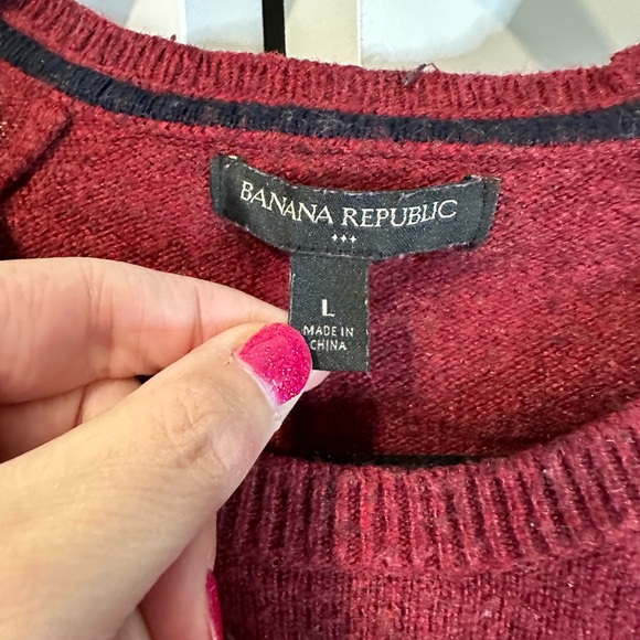 Banana Republic Men's Red Shirt Crewneck Raglan Long Sleeve Size Large - Picture 2 of 10